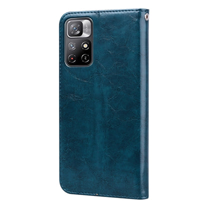 For Xiaomi Poco M4 Pro 5G / Redmi Note 11T 5G Oil Wax Texture Leather Phone Case(Blue) - Xiaomi Cases by buy2fix | Online Shopping UK | buy2fix