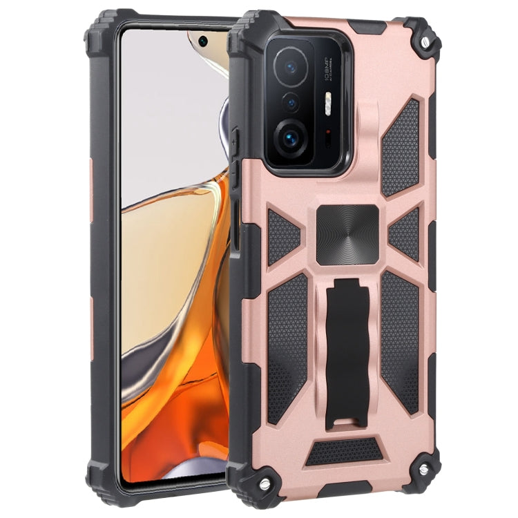 For Xiaomi Mi 11T / 11T Pro Shockproof TPU + PC Magnetic Protective Phone Case with Holder(Rose Gold) - Xiaomi Cases by buy2fix | Online Shopping UK | buy2fix