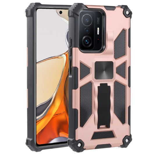 For Xiaomi Mi 11T / 11T Pro Shockproof TPU + PC Magnetic Protective Phone Case with Holder(Rose Gold) - Xiaomi Cases by buy2fix | Online Shopping UK | buy2fix