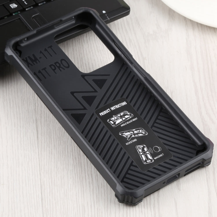 For Xiaomi Mi 11T / 11T Pro Shockproof TPU + PC Magnetic Protective Phone Case with Holder(Black) - Xiaomi Cases by buy2fix | Online Shopping UK | buy2fix