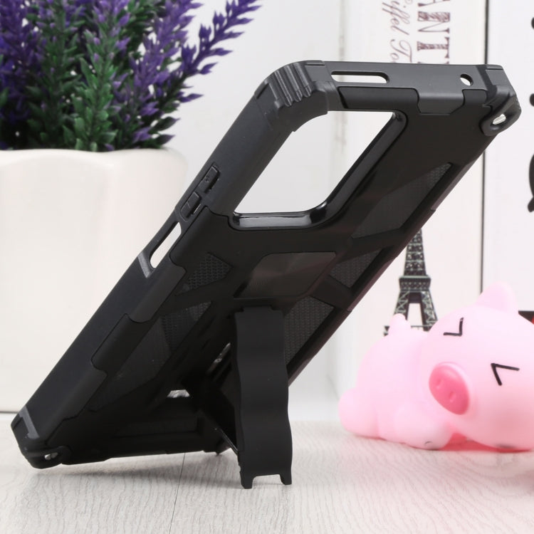 For Xiaomi Mi 11T / 11T Pro Shockproof TPU + PC Magnetic Protective Phone Case with Holder(Black) - Xiaomi Cases by buy2fix | Online Shopping UK | buy2fix