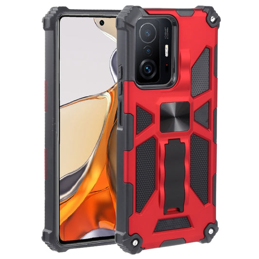 For Xiaomi Mi 11T / 11T Pro Shockproof TPU + PC Magnetic Protective Phone Case with Holder(Red) - Xiaomi Cases by buy2fix | Online Shopping UK | buy2fix