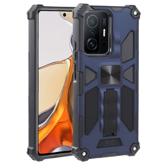 For Xiaomi Mi 11T / 11T Pro Shockproof TPU + PC Magnetic Protective Phone Case with Holder(Blue) - Xiaomi Cases by buy2fix | Online Shopping UK | buy2fix