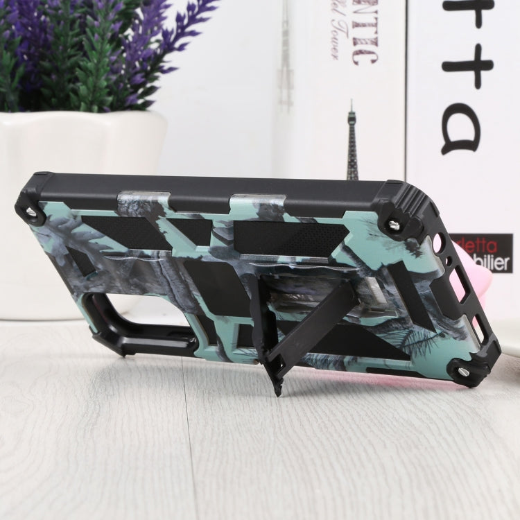 For Samsung Galaxy A13 5G Camouflage Armor Kickstand TPU + PC Magnetic Phone Case(Mint Green) by buy2fix