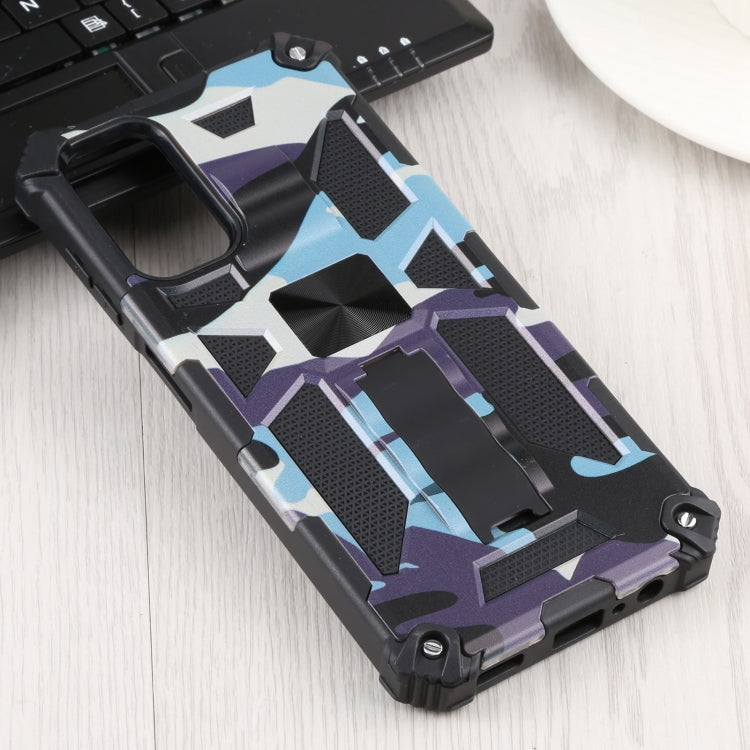 For Samsung Galaxy A13 5G Camouflage Armor Kickstand TPU + PC Magnetic Phone Case(Light Blue) by buy2fix