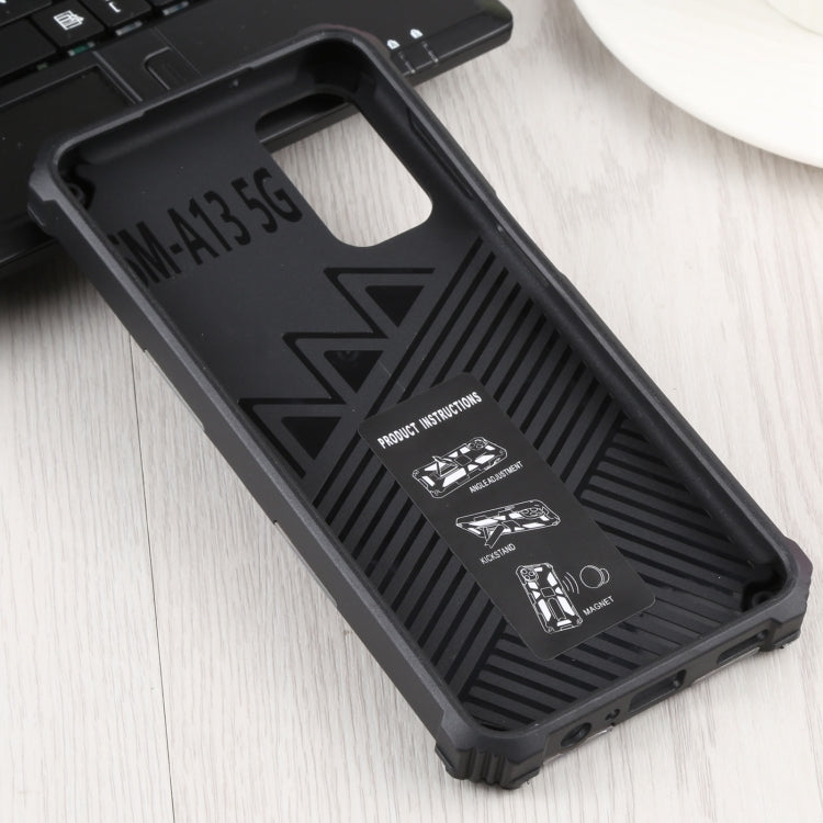 For Samsung Galaxy A13 5G Camouflage Armor Kickstand TPU + PC Magnetic Phone Case(Light Blue) by buy2fix