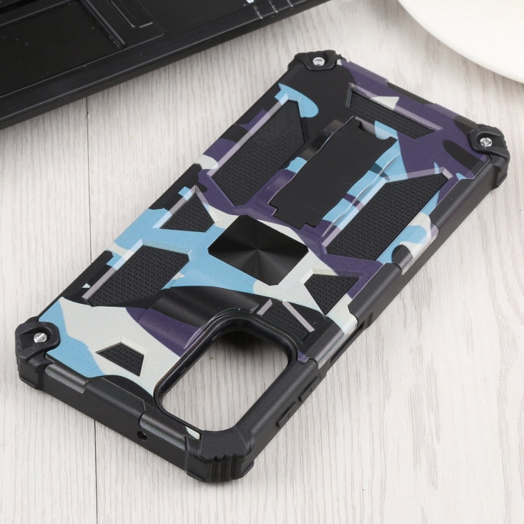 For Samsung Galaxy A13 5G Camouflage Armor Kickstand TPU + PC Magnetic Phone Case(Light Blue) by buy2fix