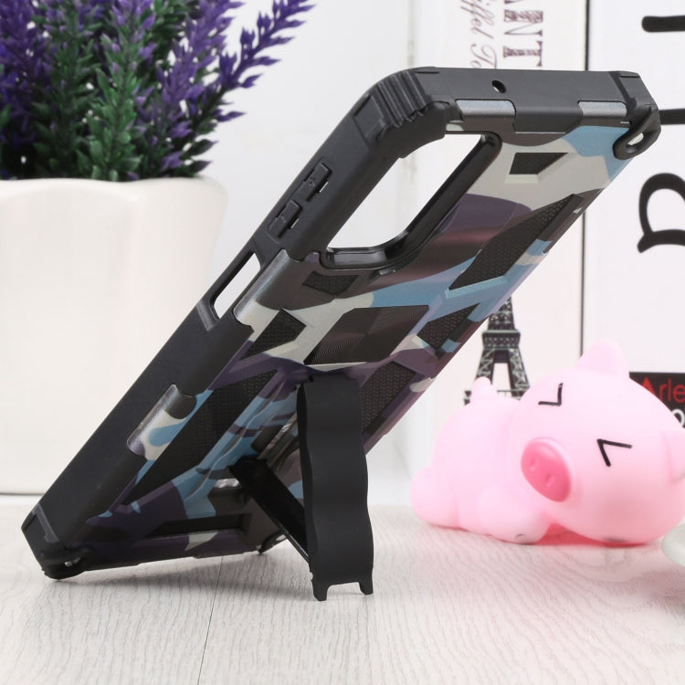 For Samsung Galaxy A13 5G Camouflage Armor Kickstand TPU + PC Magnetic Phone Case(Light Blue) by buy2fix