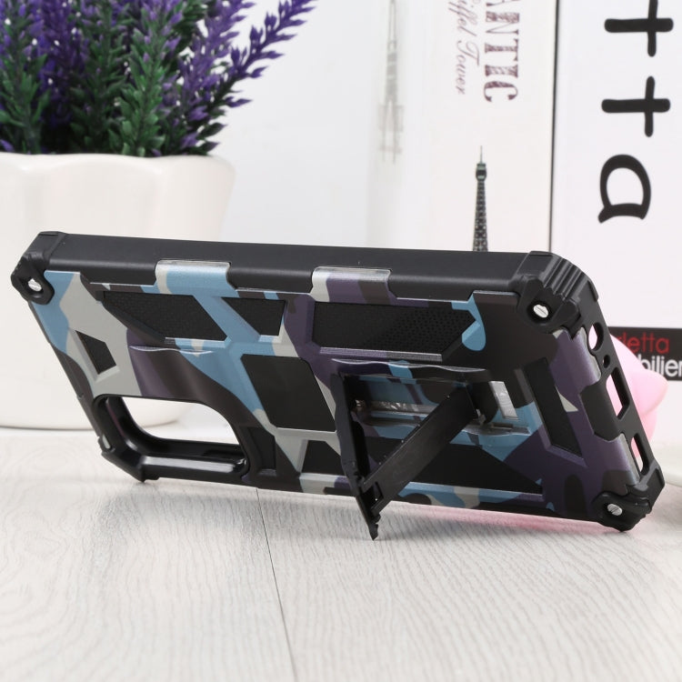 For Samsung Galaxy A13 5G Camouflage Armor Kickstand TPU + PC Magnetic Phone Case(Light Blue) by buy2fix
