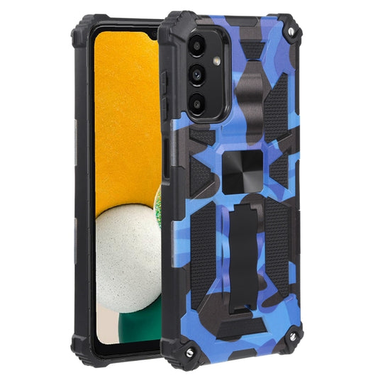For Samsung Galaxy A13 5G Camouflage Armor Kickstand TPU + PC Magnetic Phone Case(Dark Blue) by buy2fix