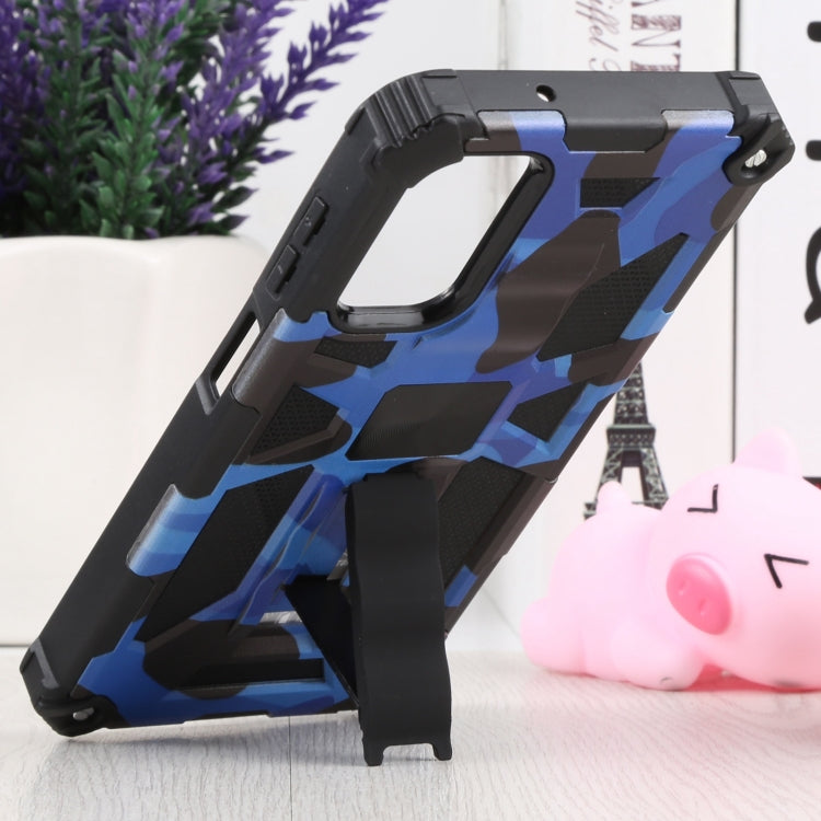 For Samsung Galaxy A13 5G Camouflage Armor Kickstand TPU + PC Magnetic Phone Case(Dark Blue) by buy2fix