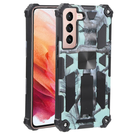 For Samsung Galaxy S22 5G Camouflage Armor Kickstand TPU + PC Magnetic Phone Case(Mint Green) - Galaxy S22 5G Cases by buy2fix | Online Shopping UK | buy2fix