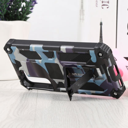 For Samsung Galaxy S22 5G Camouflage Armor Kickstand TPU + PC Magnetic Phone Case(Light Blue) - Galaxy S22 5G Cases by buy2fix | Online Shopping UK | buy2fix