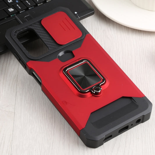 Sliding Camera Cover Design PC + TPU Shockproof Phone Case with Ring Holder & Card Slot For Samsung Galaxy A13 4G/Galaxy A13 5G /Galaxy A13 Lite/Galaxy A04/Galaxy A04S/Galaxy A04E 4G(Red) by buy2fix
