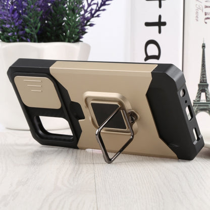 Sliding Camera Cover Design PC + TPU Shockproof Phone Case with Ring Holder & Card Slot For Samsung Galaxy A13 4G/Galaxy A13 5G /Galaxy A13 Lite/Galaxy A04/Galaxy A04S/Galaxy A04E 4G(Gold) by buy2fix