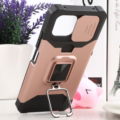 For Xiaomi Mi 11 Lite Sliding Camera Cover Design PC + TPU Shockproof Phone Case with Ring Holder & Card Slot(Rose Gold) - Xiaomi Cases by buy2fix | Online Shopping UK | buy2fix