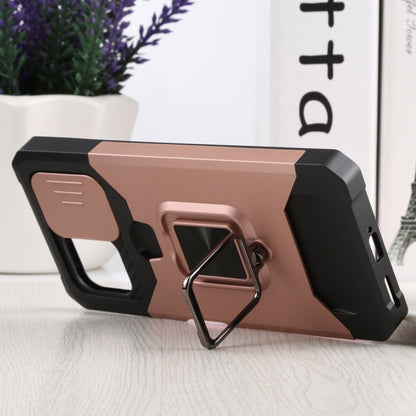 For Xiaomi Mi 11 Lite Sliding Camera Cover Design PC + TPU Shockproof Phone Case with Ring Holder & Card Slot(Rose Gold) - Xiaomi Cases by buy2fix | Online Shopping UK | buy2fix