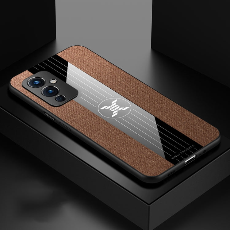 For OnePlus 9 XINLI Stitching Cloth Texture Shockproof TPU Phone Case(Brown) - OnePlus Cases by XINLI | Online Shopping UK | buy2fix