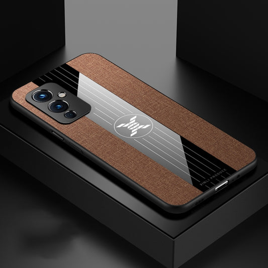 For OnePlus 9 XINLI Stitching Cloth Texture Shockproof TPU Phone Case(Brown) - OnePlus Cases by XINLI | Online Shopping UK | buy2fix