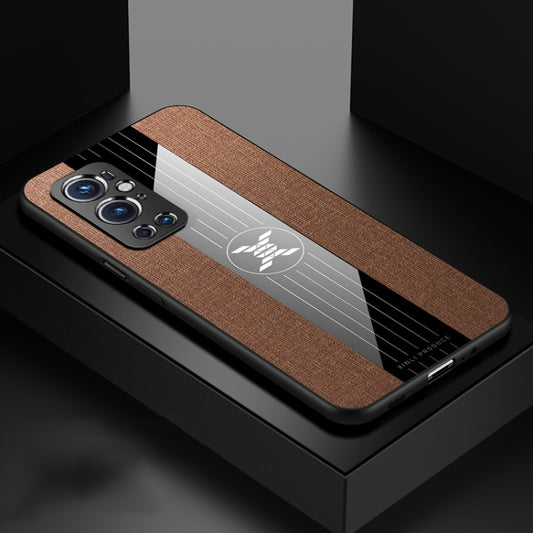 For OnePlus 9 Pro XINLI Stitching Cloth Texture Shockproof TPU Phone Case(Brown) - OnePlus Cases by XINLI | Online Shopping UK | buy2fix
