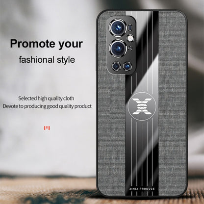For OnePlus 9 Pro XINLI Stitching Cloth Texture Shockproof TPU Phone Case(Blue) - OnePlus Cases by XINLI | Online Shopping UK | buy2fix