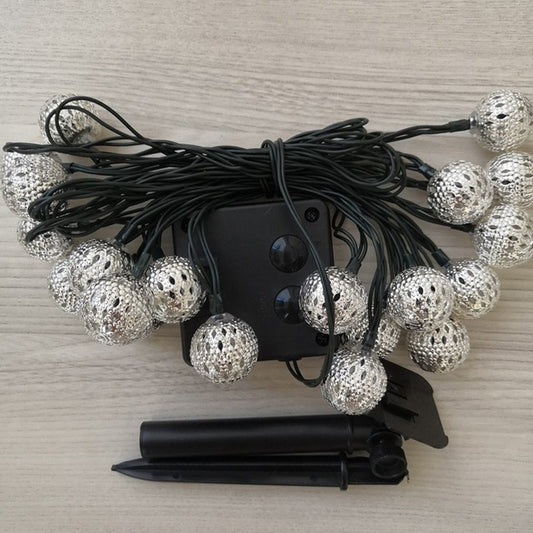 Ironwork Hollow Small Ball Outdoor LED Light String Garden Festival Decoration Light with Remote Control, Specification:Waterproof Battery Box 40 LEDs(Warm White) - Holiday Lights by buy2fix | Online Shopping UK | buy2fix