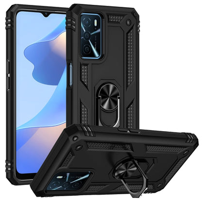 For OPPO A16 Shockproof TPU + PC Phone Case(Black) by buy2fix
