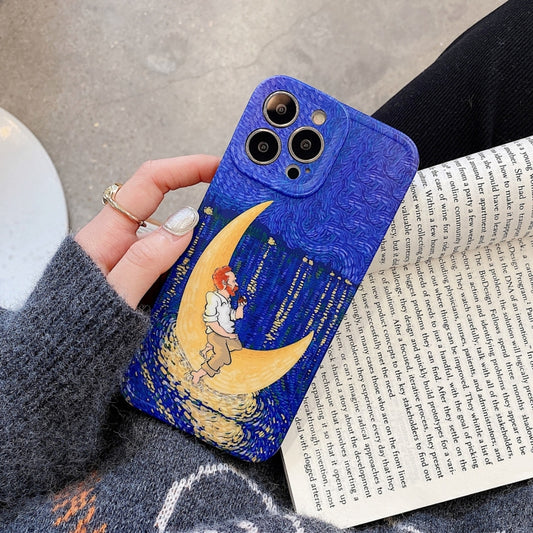 For iPhone 13 Pro Max TPU Pattern Shockproof Phone Case (Moon) - iPhone 13 Pro Max Cases by buy2fix | Online Shopping UK | buy2fix