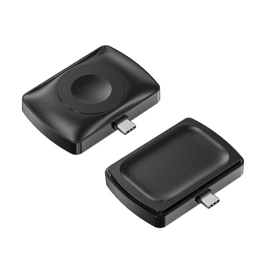 JJT-997 Type-C Interface Earphone and Watch Double-sided Wireless Charger for AirPods & iWatch(Black) - Charger / Holder by buy2fix | Online Shopping UK | buy2fix