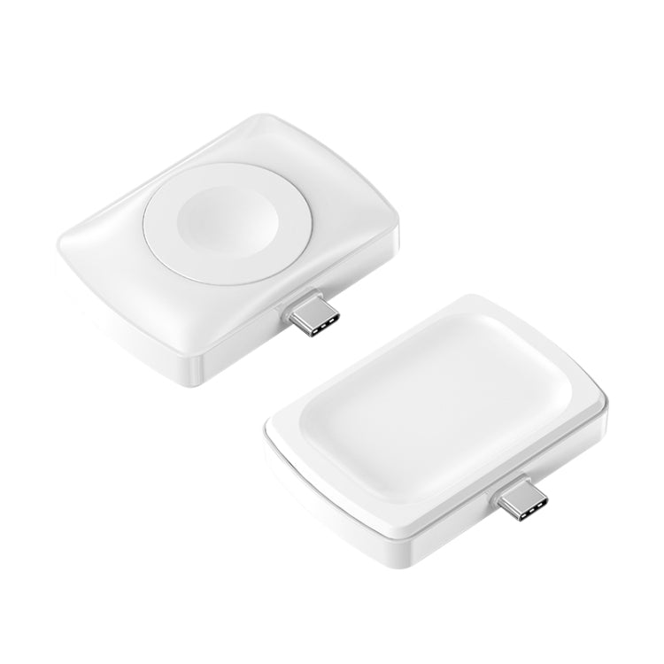 JJT-997 Type-C Interface Earphone and Watch Double-sided Wireless Charger for AirPods & iWatch(White) - Charger / Holder by buy2fix | Online Shopping UK | buy2fix