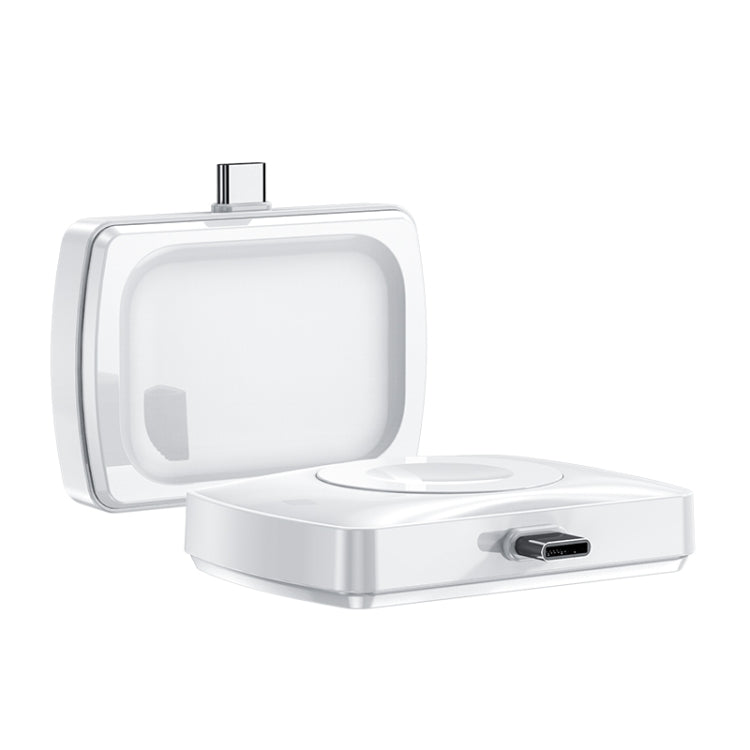 JJT-997 Type-C Interface Earphone and Watch Double-sided Wireless Charger for AirPods & iWatch(White) - Charger / Holder by buy2fix | Online Shopping UK | buy2fix