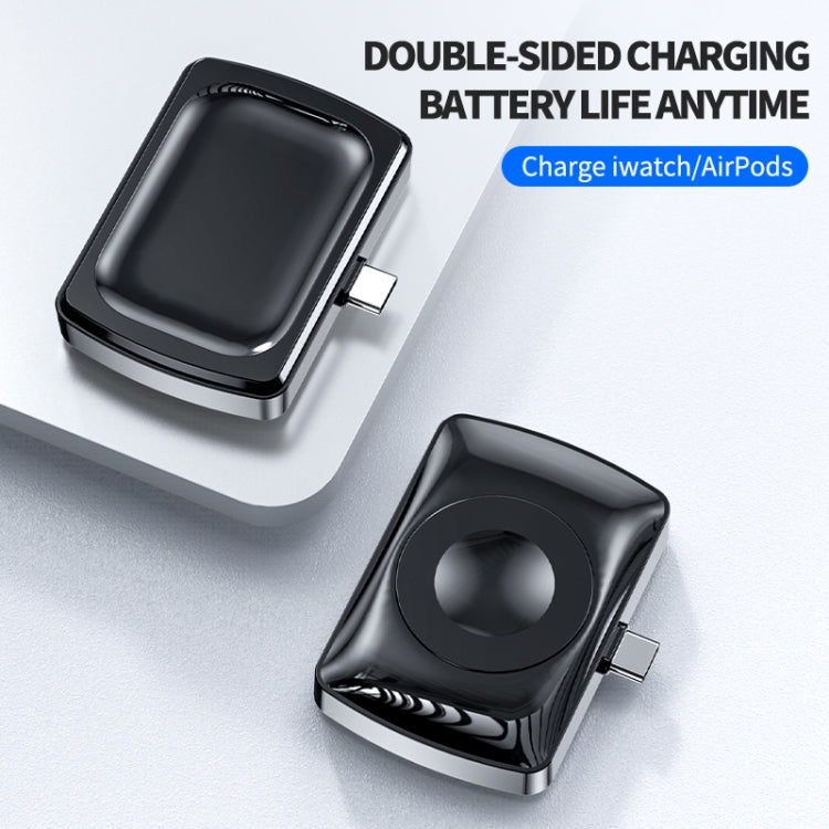 JJT-997 Type-C Interface Earphone and Watch Double-sided Wireless Charger for AirPods & iWatch(White) - Charger / Holder by buy2fix | Online Shopping UK | buy2fix
