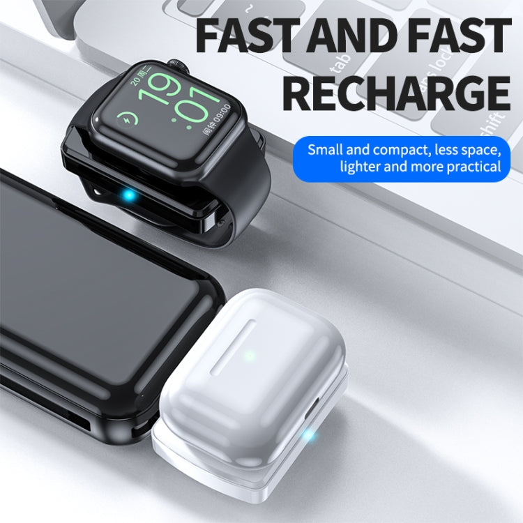 JJT-997 Type-C Interface Earphone and Watch Double-sided Wireless Charger for AirPods & iWatch(White) - Charger / Holder by buy2fix | Online Shopping UK | buy2fix