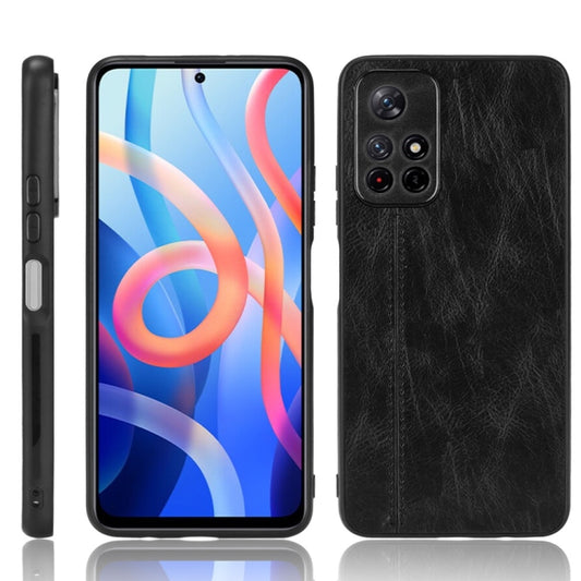 For Xiaomi Redmi Note 11 5G Sewing Cow Pattern Skin Phone Case(Black) - Xiaomi Cases by buy2fix | Online Shopping UK | buy2fix