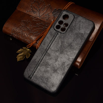 For Xiaomi Redmi Note 11 5G Sewing Cow Pattern Skin Phone Case(Black) - Xiaomi Cases by buy2fix | Online Shopping UK | buy2fix