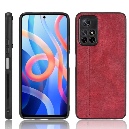 For Xiaomi Redmi Note 11 5G Sewing Cow Pattern Skin Phone Case(Red) - Xiaomi Cases by buy2fix | Online Shopping UK | buy2fix