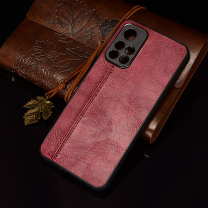 For Xiaomi Redmi Note 11 5G Sewing Cow Pattern Skin Phone Case(Red) - Xiaomi Cases by buy2fix | Online Shopping UK | buy2fix
