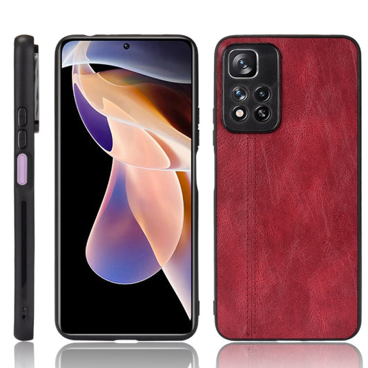 For Xiaomi Redmi Note 11 Pro Sewing Cow Pattern Skin Phone Case(Red) - Xiaomi Cases by buy2fix | Online Shopping UK | buy2fix