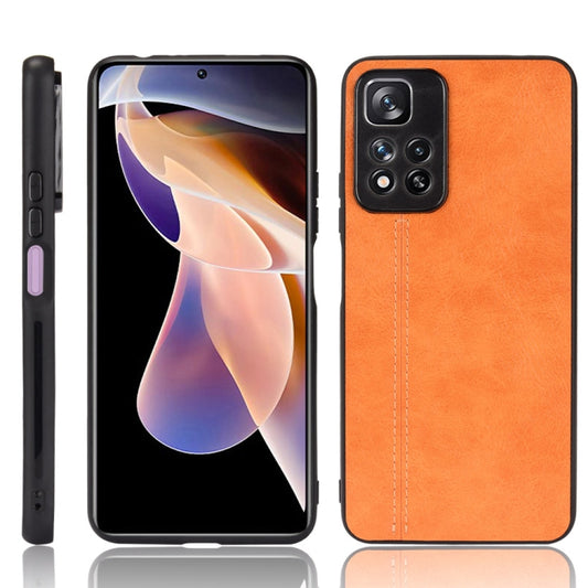 For Xiaomi Redmi Note 11 Pro Sewing Cow Pattern Skin Phone Case(Orange) - Xiaomi Cases by buy2fix | Online Shopping UK | buy2fix