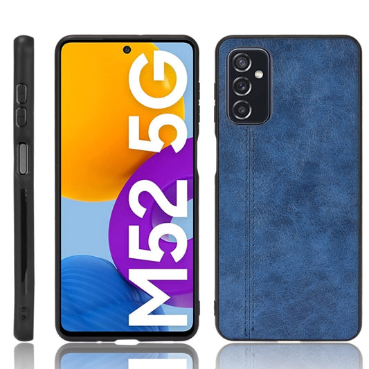 For Samsung Galaxy M52 5G Sewing Cow Pattern Skin Phone Case(Blue) by buy2fix