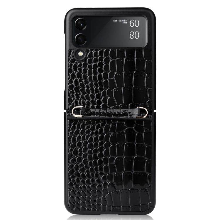 For Samsung Galaxy Z Flip3 5G Siamese Pearl Texture Phone Case with Lanyard(Black) by buy2fix