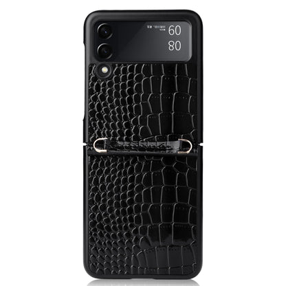 For Samsung Galaxy Z Flip3 5G Siamese Pearl Texture Phone Case with Lanyard(Black) by buy2fix