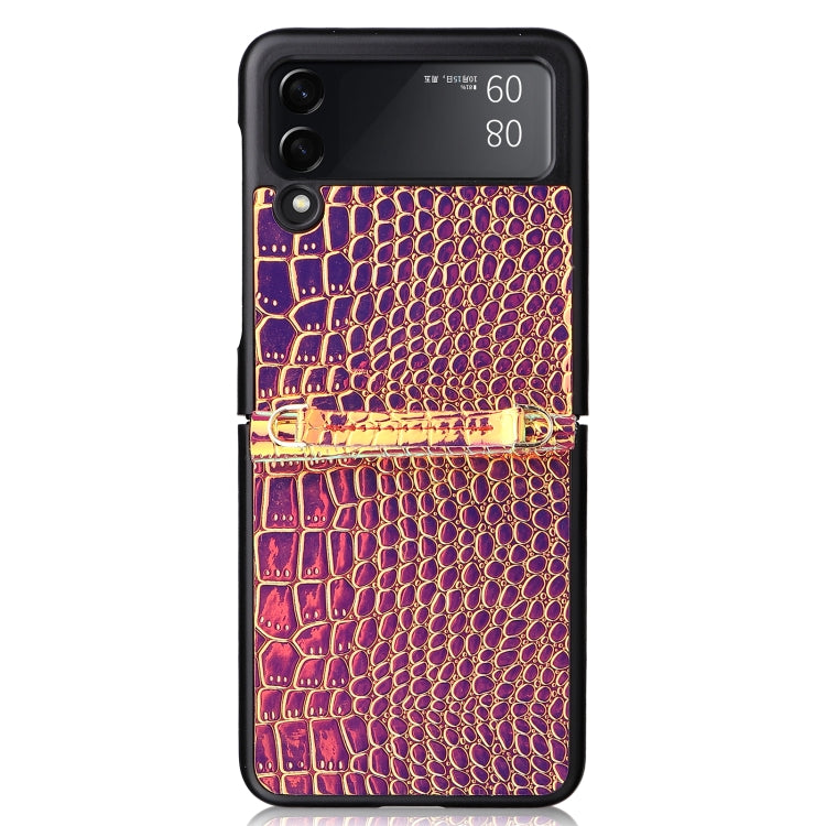 For Samsung Galaxy Z Flip3 5G Siamese Pearl Texture Phone Case with Lanyard(Rose Gold) by buy2fix