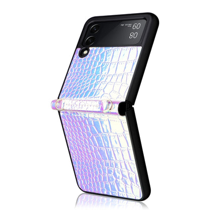 For Samsung Galaxy Z Flip3 5G Siamese Pearl Texture Phone Case with Lanyard(Sky Blue) by buy2fix