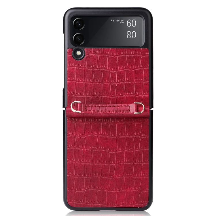 For Samsung Galaxy Z Flip3 5G Siamese Bamboo Texture Phone Case with Lanyard(Red) by buy2fix