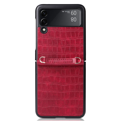 For Samsung Galaxy Z Flip3 5G Siamese Bamboo Texture Phone Case with Lanyard(Red) by buy2fix