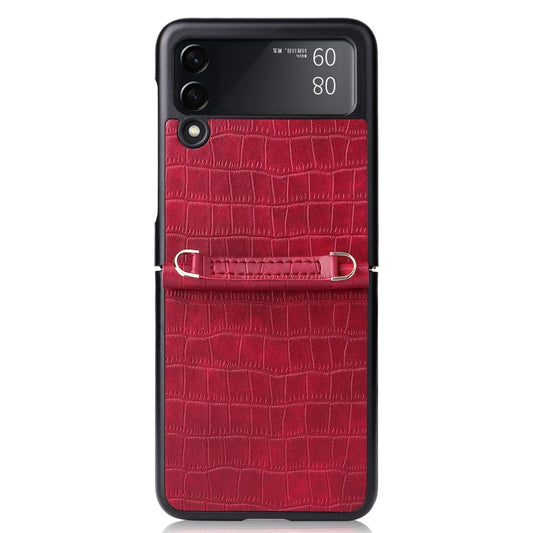For Samsung Galaxy Z Flip3 5G Siamese Bamboo Texture Phone Case with Lanyard(Red) by buy2fix