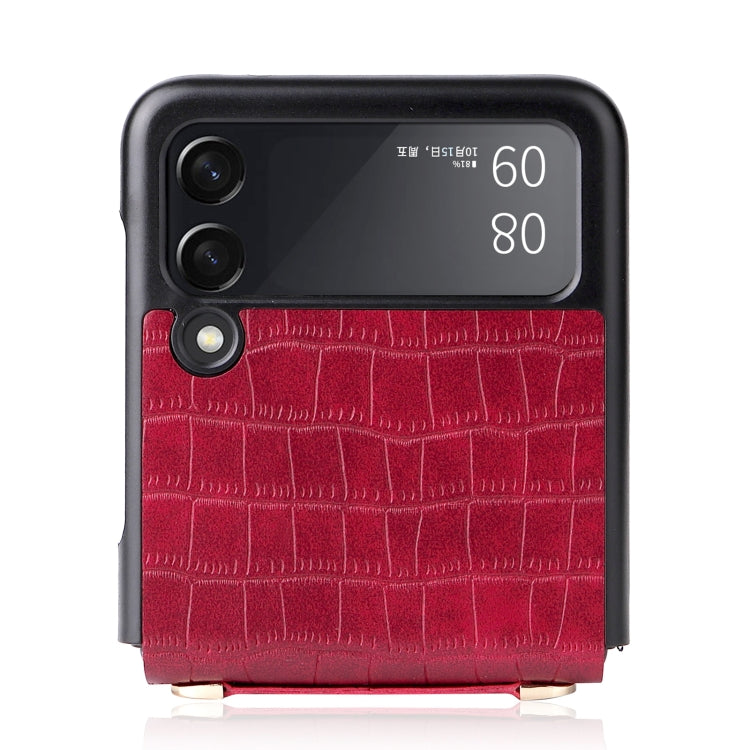 For Samsung Galaxy Z Flip3 5G Siamese Bamboo Texture Phone Case with Lanyard(Red) by buy2fix