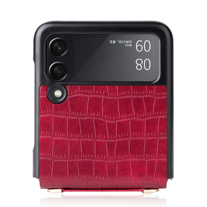 For Samsung Galaxy Z Flip3 5G Siamese Bamboo Texture Phone Case with Lanyard(Red) by buy2fix