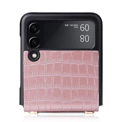 For Samsung Galaxy Z Flip3 5G Siamese Bamboo Texture Phone Case with Lanyard(Rose Gold) by buy2fix